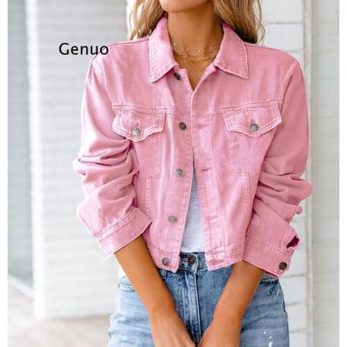 Blue black jean jacket women denim jackets womens autumn winter new denim jacket jacket long-sleeved top Outerwear & Coats