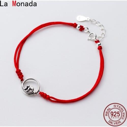 La Monada Red Thread For Hand Sea 925 Sterling Silver Bracelet Red Thread String Rope Bracelets For Women Silver 925 Couple