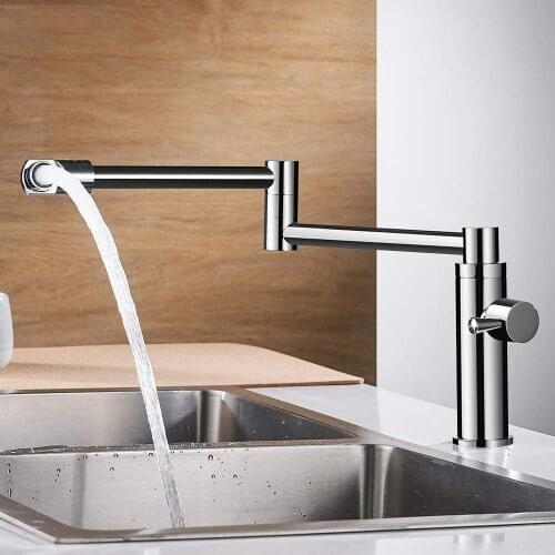All copper household sink single cold faucet kitchen cold and hot water faucet rotating folding sink sink washer faucet