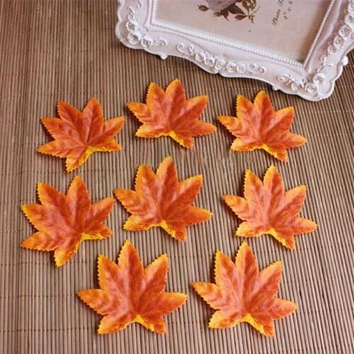 100PCS,8*6.5CM Fake Fabric Plant Artificial Silk Maple Leaves For Nylon Stocking Flower,Autumn Fall Decorations,Wedding Supplies