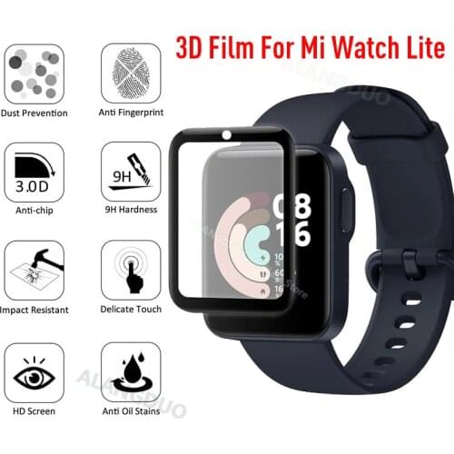 2Pcs Not Tempered Glass For XiaoMi Mi Watch Lite 3D Film Screen Protector Film For RedMi Watch Full Cover Smartwatch Soft Glass