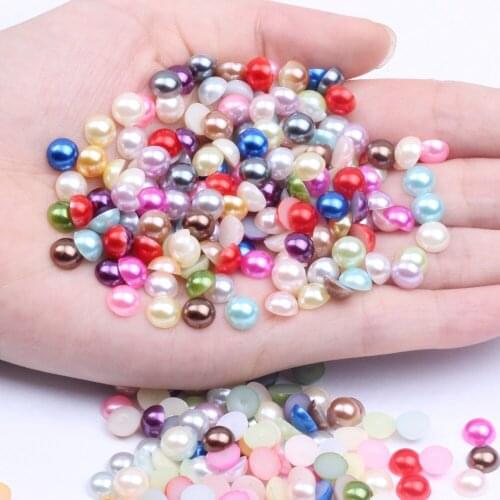 2000pcs 7mm Multicolor Big Bag Half Round Resin imitation Pearls ABS FlatBack Cabochon loose Beads For handicraft Nail Art