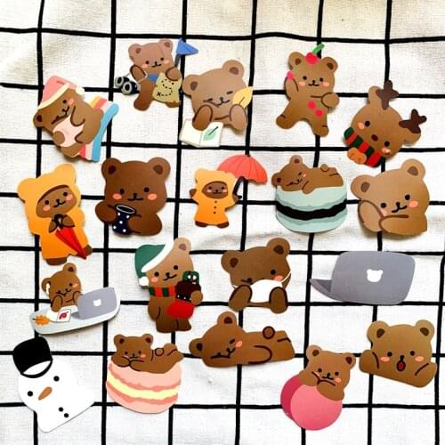 5 Sets=300PCS Korea Ins Cute Bear Emoticon Pack Stickers Computer Water Cup Notebook Stickers