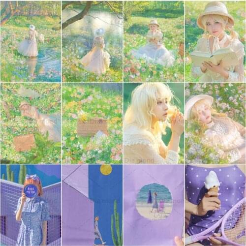 5D DIY Diamond Painting Beautiful Girl Cross Stitch Full Drill Embroidery Rhinestone Flower Girl Mosaic Picture Home Decoration