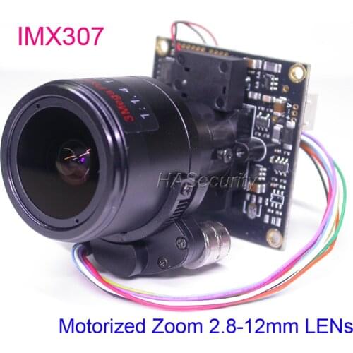 AHD-H 1080P Motorized Zoom & Focus 2.8-12mm Lens 1/2.8" STARVIS IMX307 CMOS + NVP2441 CCTV camera module PCB board +OSD cable