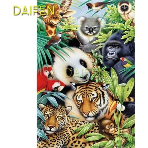 Full Round Diamond painting 3D Diamond mosaic Full Square Diamond embroidery Cross stitch Leopard Koala Parrot Orangutan panda