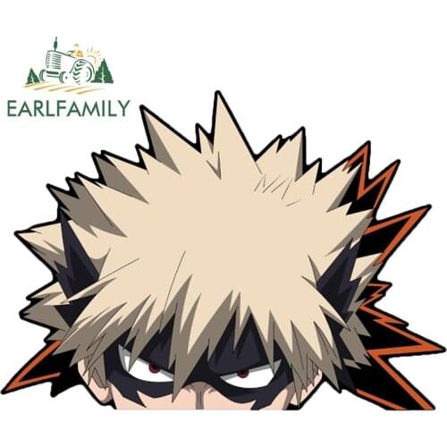 EARLFAMILY 13cm For My Hero Academia Bakugo Peeker Car Stickers Creative Decal Vinyl Material Funny Decals Car Assessoires Decor