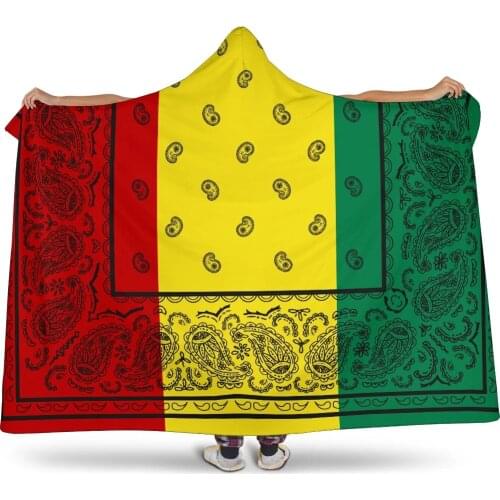Yellow Green Red Bandana Blanket Hooded Blanket 3D full print Wearable Blanket Adults men women Blanket style-3