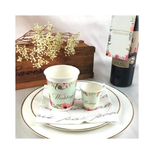 Free shipping 100pcs/lot Green European style paper cup wedding creative disposable paper cup thickening