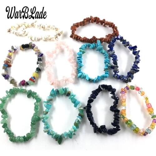 35Color Natural Gem Stone Bracelet Irregular Crystal Stretch Chip beads Nuggets Bracelets Bangles Quartz Wristband For Women