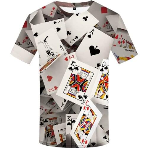 Brand Poker T shirt Playing Cards Clothes Gambling Shirts Las Vegas Tshirt Clothing Tops Men Funny 3d t-shirt2021
