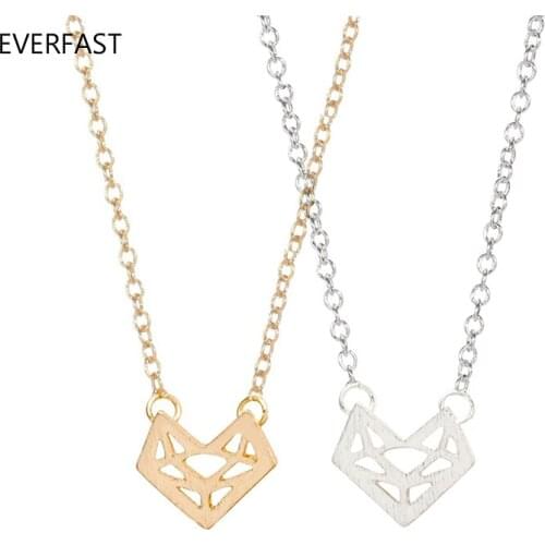 Wholesale 10pc Outline Fox Pendant Necklace Silver Gold Color Fashion Animal Jewelry For Women Kids Friends