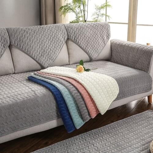Sofa Covers for Living Room Gray Color Plush Sofa Cushion Couch Cover Modern Minimalist Corner Sofa Towel Seat Pad