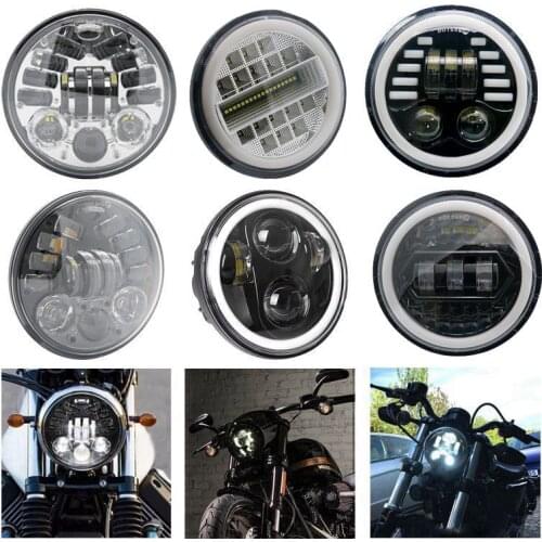 DOT Approved 5.75 Inch 45W LED DRL Black Headlight Motorcycle Projector for Motobike Sportster Dyna Victory