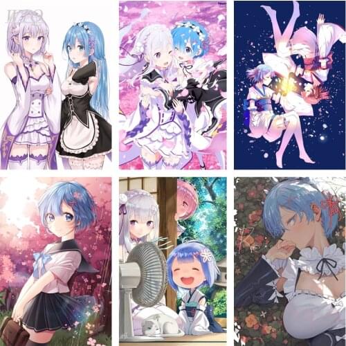 Canvas Painting Re:Life In A Different World From Zero Anime Posters Retro Poster Wall Art Home Decor Photos for Childrens Room