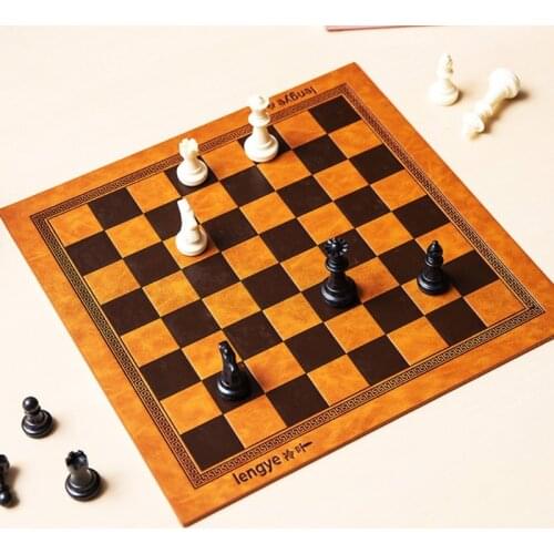 Embossed Design Leather International Chess Board Games Mat Checkers Universal Chessboard Birthday Gift