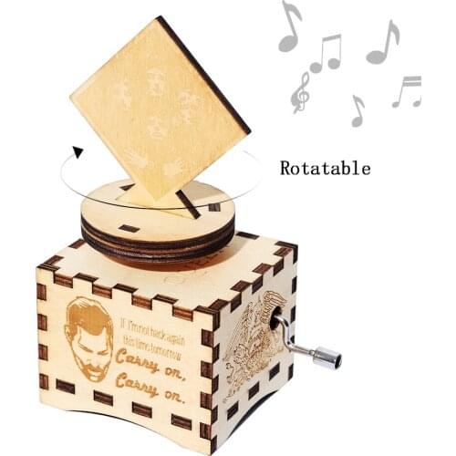 Hot Wooden Hand Crank Queen Music Box Bohemian Rhapsody Theme Queen Music Box Gift Birthday Gift Party Casket Halloween Decorati