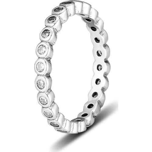 CKK Small Round Eternity Ring 925 Sterling Silver Wedding Original Rings for women Silver 925 anillos mujer Fine Jewelry