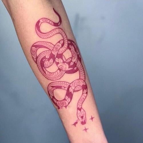 Red Black Temporary Tattoo Stickers Waterproof Large Size Arm Stickers Snake for Woman Men Body Waist Long Lasting Snake Tattoos