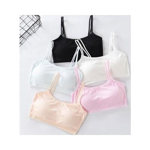 Underwear student girls Wire Free Fittness Seamless Gathered Shock-Proof Push Up Bra For Girls Lingerie Cotton