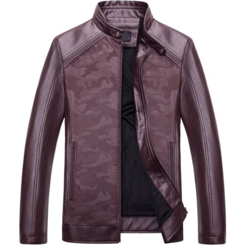 New fashion Men leather jackets coats classic design Camouflage motorcycle leather jacket jaqueta de couro masculina