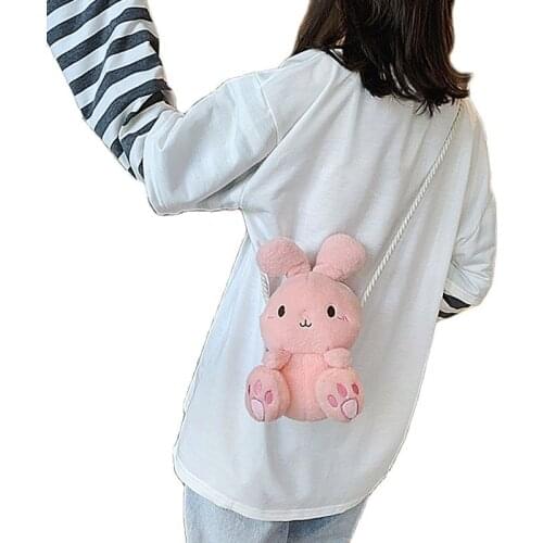 Wholesale 5pcs/lot Cute 20cm Colorful Rabbit Bag Animal Bunny Stuffed Plush Toys Children Backpack Gifts for Girls(5 color)