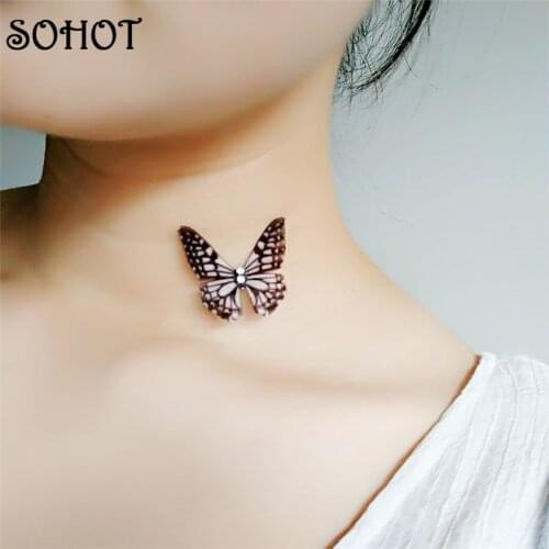 SOHOT Trendy 3D Butterfly Choker Collar Necklace for Women Party Fishing line Boho Party Jewelry Bijoux Valentines Day Gifts