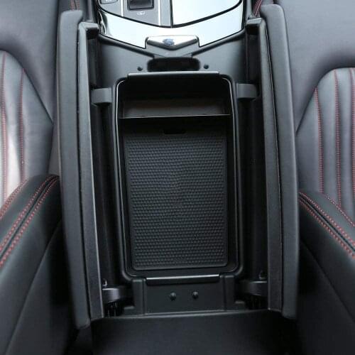 Plastic Glove Armrest Storage Box with black Mat for Maserati Ghibli Levante Quattroporte 2013-2017