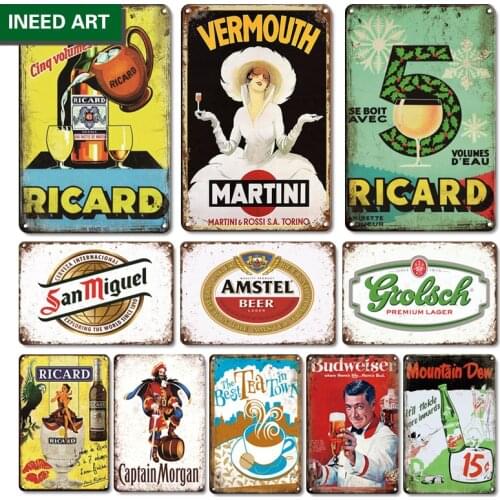 Retro Beer Poster Metal Plaque Tin Sign Vintage Man Cave Bar Decoration Accessories Personalized Kitchen Plate Restaurant Decor