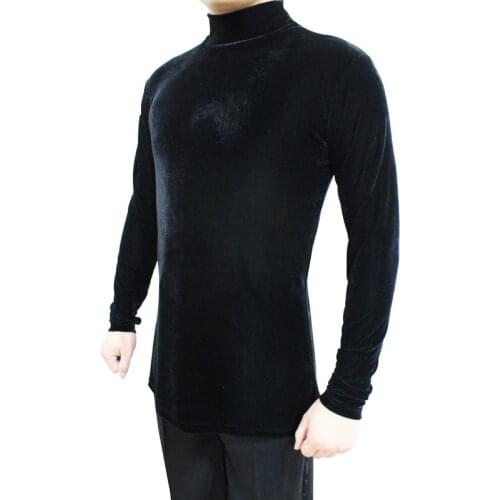 Ballroom Dance Shirt For Men Long Sleeve Velvet High Collar Salsa Cha Latin Shirt MenS Dance Top Practice Clothes Wear DNV10305