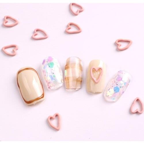 TSZS 10pcs/lot Multicolor Nail Art Hollow Love Jewelry Decoration Fluorescent Nail Charm Accessories