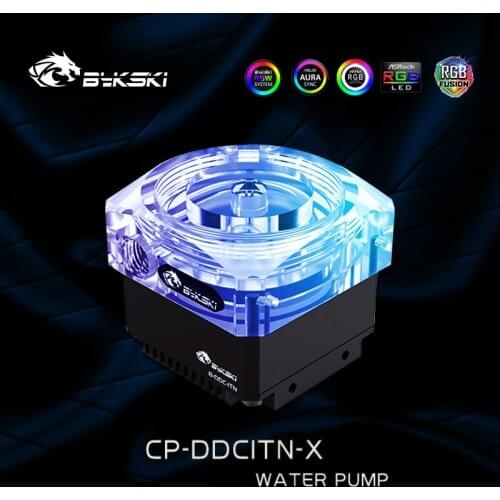 Bykski CP-DDCITN-X, RGB Acrylic Mute DDC Pump Output Head 4 Meters,Flow 450L/H, Maxmum Speed 4000RPM