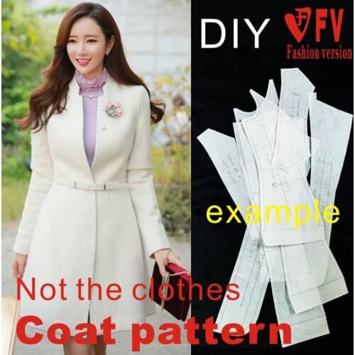 Ladies' Stand Collar Slim Coat Garment Real Pattern Sewing Drawing BFY-172