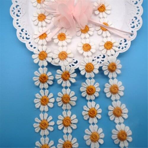 1 Yd Embroidery Floral White Cotton Lace Trim Ribbon Wedding Fabric Sewing