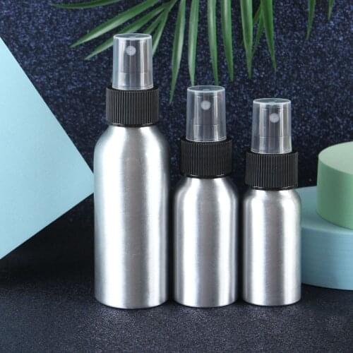 1Pcs 30/50/100 ml Aluminum Fine Mist Spray Bottle Portable Travel Sunscreen Spray Bottle Refillable Cosmetic Container