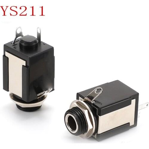 10PCS/Lot YS211 6.35mm/6.35 Stereo Audio Microphone Female Jack/Socket Connector Dual-Channel