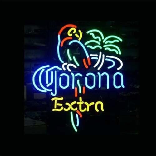 17*14" CORONA EXTRA PARROT Cocktails Hot Dog ROLLING STONES NEON SIGN Signboard REAL GLASS BEER BAR PUB Light Signs