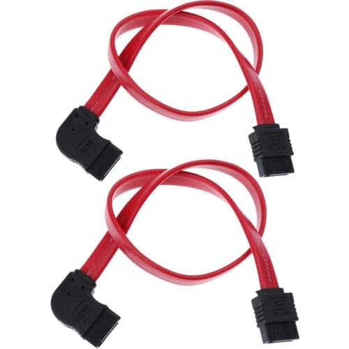 2 Pieces 12 Inch SATA III Cables 6Gbps 90 Degrees Left Angle With Locking Latch Red
