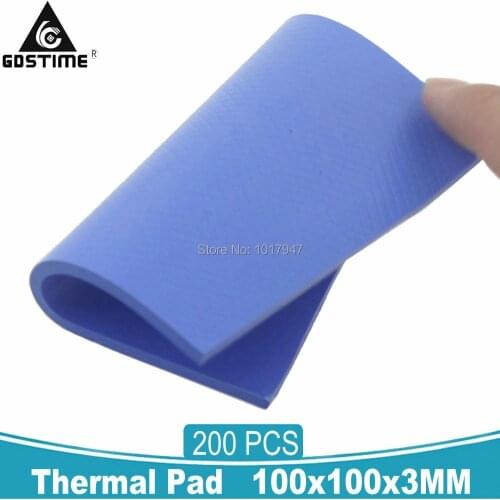 200Pcs lot 3MM Thermal Pad GPU CPU Computer PC Fan Cooler Heatsink Cooling Conductive Silicone Pad 100mmx100mmx3mm