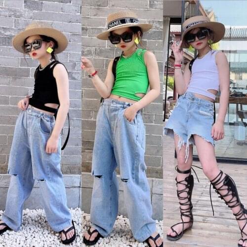 2021 hot sale girls t-shirt cotton summer solid colors fashion girls top 4-9t B221