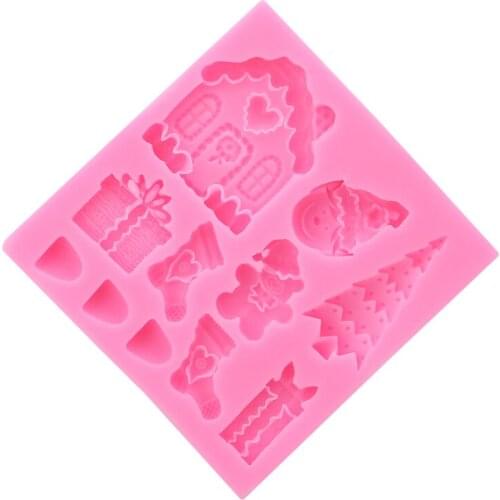 3D Christmas Xmas Silicone Soap Mould Candle Sugarcraft Chocolate Cake Confeitaria Baking Accessories Pastry Mold Tool