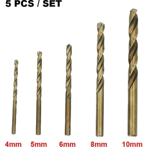 5pcs/set Drill Bit M35 Cobalt Hss Bit 4-10mm Used For Drilling Stainless Steel Iron Aluminum And Wood /Round Handle Metal Drills