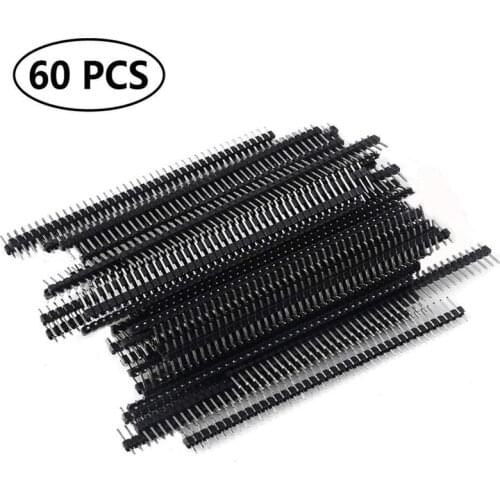 60pcs/lot Row 40 Pin 2.54mm Male Pin Header Connector PCB Board Pin Strip Electronic Component Raw for Arduino Prototype Shield