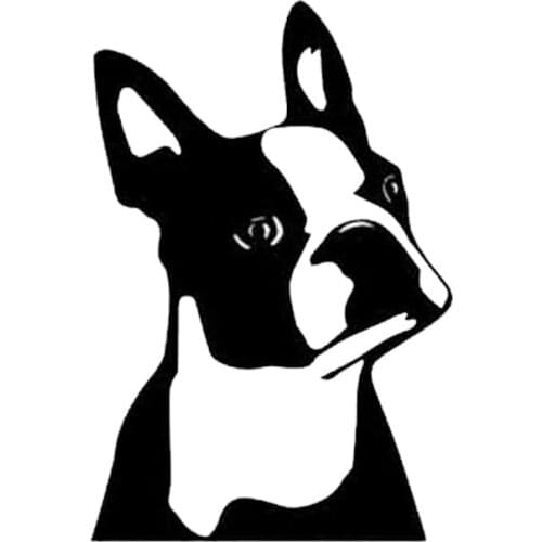7.6*11.4CM Cute Boston Terrier Dog Car Window Decorative Stickers Cute Cartoon Vinyl Decal Black/Sliver C6-1558