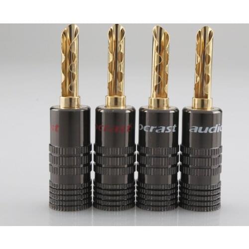 8PCS Audiocrast B101G Closed Screw 24K Gold Plated Banana Speaker Plug Connectors for Speaker Wire, Wall Plate, Home Theater