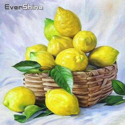 Evershine Diamond Embroidery Fruit Lemon Cartoon Rhinestone Picture Diamond Painting Full Square Cross Stitch Kitchen Decoration