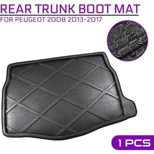 Car Floor Mat Carpet Rear Trunk Anti-mud Cover For Peugeot 2008 2013 2014 2015 2016 2017