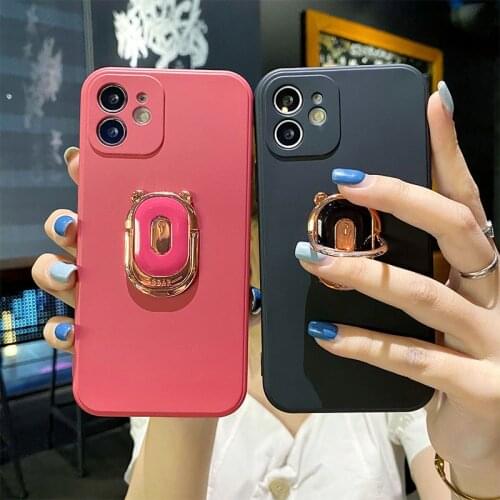 Pretty Liquid Silicone Ring stand Phone Holder Case For OPPO FIND X3PRO A8 A9 A11 A32 A53 A72 A92S RENO5 REALME X7 V15 C20 Cover