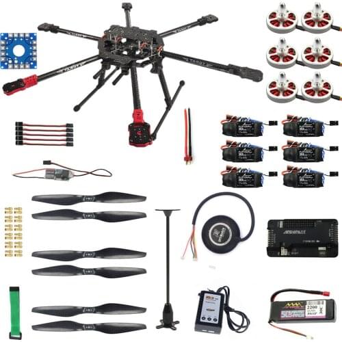 FEICHAO Quadcopter Drone 6-axle Aircraft Kit Tarot FY690S Frame 750KV Motor GPS APM 2.8 Flight Control No Battery Transmitter