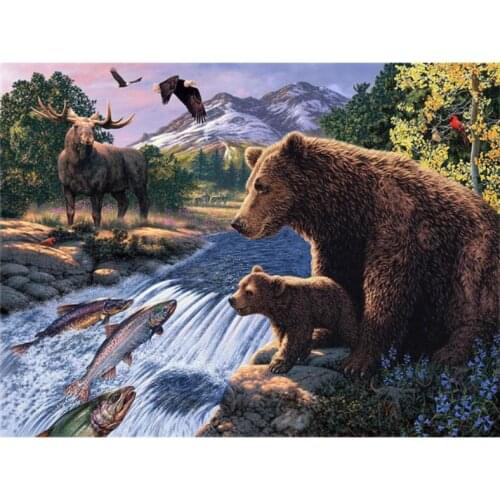 Mother child diamond painting black bear mosaic embroidery cross stitch rhinestone picture puzzle drawing wall decor moose gifts